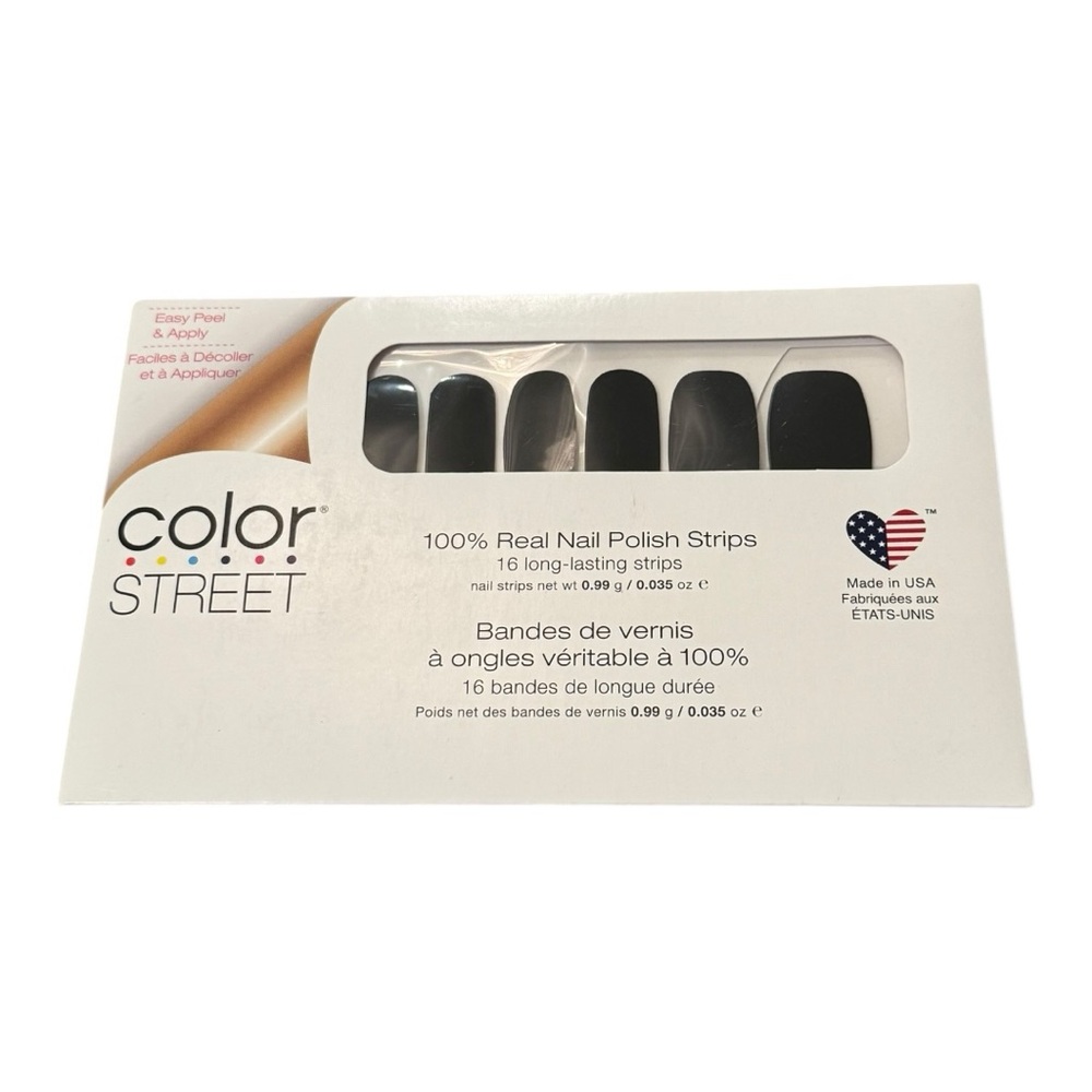 Color Street MIDNIGHT IN MANHATTAN Black Solid Nail Strips Set - Picture 2 of 7